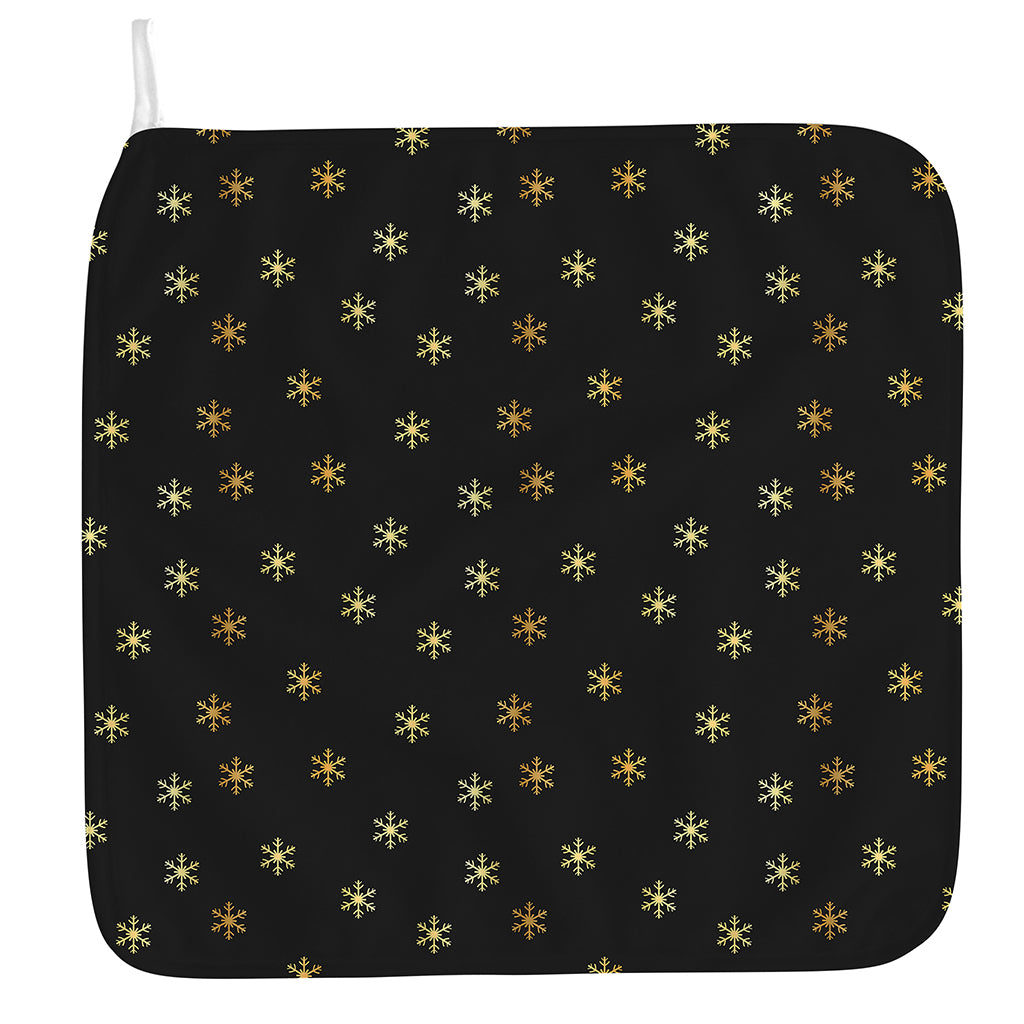Black And Gold Snowflake Pattern Print Hand Towel