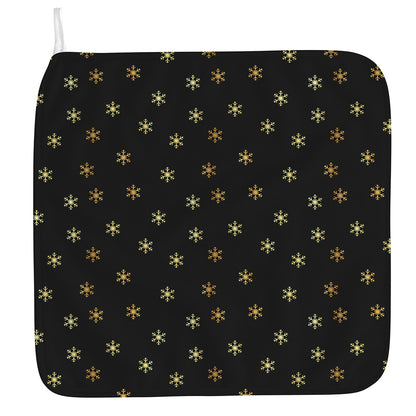 Black And Gold Snowflake Pattern Print Hand Towel