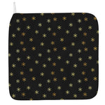 Black And Gold Snowflake Pattern Print Hand Towel