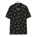 Black And Gold Snowflake Pattern Print Hawaiian Shirt