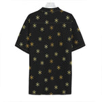 Black And Gold Snowflake Pattern Print Hawaiian Shirt