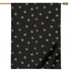Black And Gold Snowflake Pattern Print House Flag