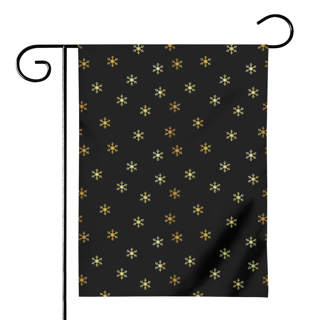 Black And Gold Snowflake Pattern Print House Flag