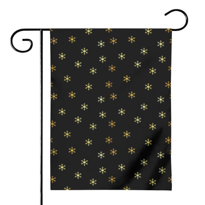 Black And Gold Snowflake Pattern Print House Flag