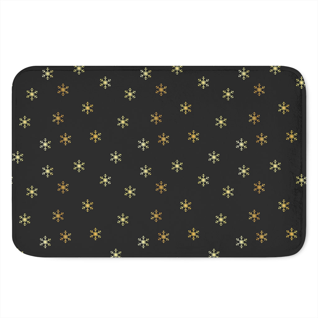 Black And Gold Snowflake Pattern Print Indoor Door Mat