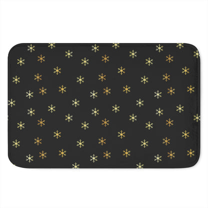 Black And Gold Snowflake Pattern Print Indoor Door Mat