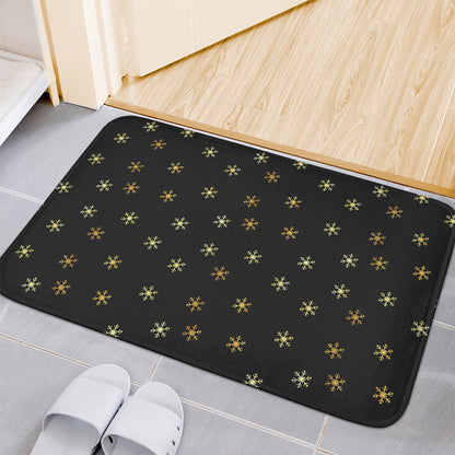 Black And Gold Snowflake Pattern Print Indoor Door Mat