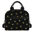 Black And Gold Snowflake Pattern Print Insulated Lunch Bag