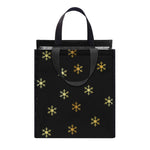 Black And Gold Snowflake Pattern Print Insulated Lunch Tote