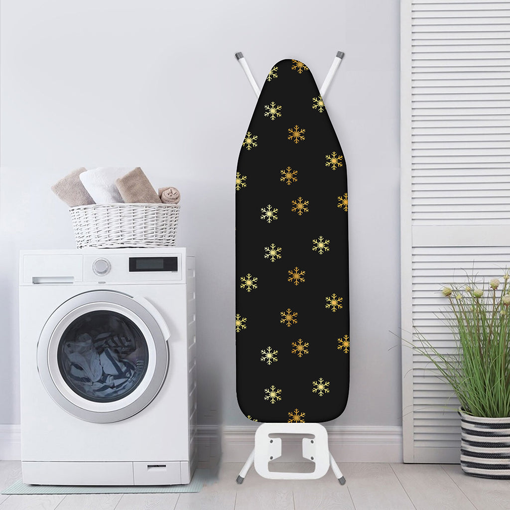 Black And Gold Snowflake Pattern Print Ironing Board Cover