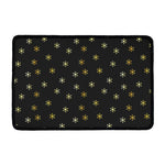Black And Gold Snowflake Pattern Print Kitchen Mat