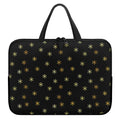 Black And Gold Snowflake Pattern Print Laptop Sleeve With Handle