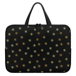 Black And Gold Snowflake Pattern Print Laptop Sleeve With Handle