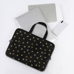 Black And Gold Snowflake Pattern Print Laptop Sleeve With Handle