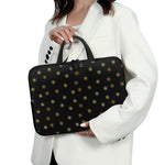 Black And Gold Snowflake Pattern Print Laptop Sleeve With Handle