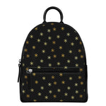 Black And Gold Snowflake Pattern Print Leather Backpack