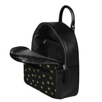 Black And Gold Snowflake Pattern Print Leather Backpack