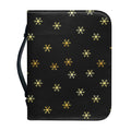 Black And Gold Snowflake Pattern Print Leather Bible Cover