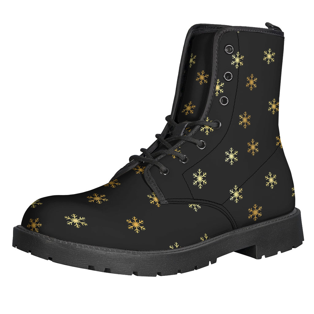Black And Gold Snowflake Pattern Print Backpack