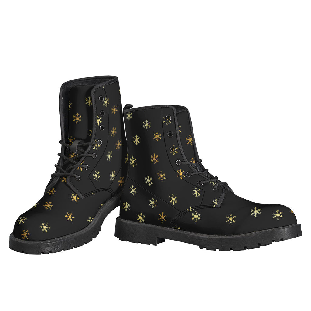 Black And Gold Snowflake Pattern Print Backpack