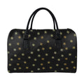 Black And Gold Snowflake Pattern Print Leather Duffel Bag