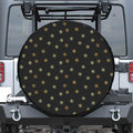 Black And Gold Snowflake Pattern Print Leather Spare Tire Cover
