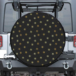 Black And Gold Snowflake Pattern Print Leather Spare Tire Cover