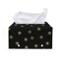 Black And Gold Snowflake Pattern Print Leather Tissue Box Cover