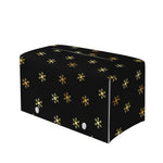 Black And Gold Snowflake Pattern Print Leather Tissue Box Cover