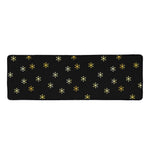 Black And Gold Snowflake Pattern Print Long Kitchen Mat