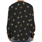 Black And Gold Snowflake Pattern Print Long Sleeve Baseball Jersey