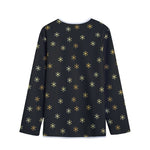 Black And Gold Snowflake Pattern Print Long Sleeve Short Coat