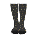 Black And Gold Snowflake Pattern Print Long Socks