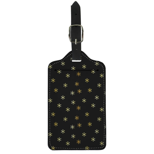 Black And Gold Snowflake Pattern Print Luggage Tag