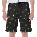 Black And Gold Snowflake Pattern Print Men's Beach Shorts