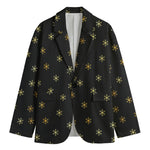Black And Gold Snowflake Pattern Print Men's Blazer