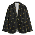 Black And Gold Snowflake Pattern Print Men's Cotton Blazer