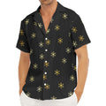 Black And Gold Snowflake Pattern Print Men's Deep V-Neck Shirt