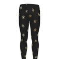 Black And Gold Snowflake Pattern Print Men's Leggings