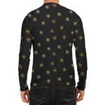 Black And Gold Snowflake Pattern Print Men's Long Sleeve Rash Guard