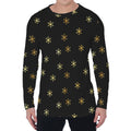 Black And Gold Snowflake Pattern Print Men's Long Sleeve T-Shirt