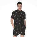 Black And Gold Snowflake Pattern Print Men's Romper