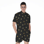 Black And Gold Snowflake Pattern Print Men's Rompers