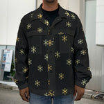Black And Gold Snowflake Pattern Print Men's Shirt Jacket