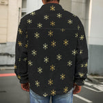 Black And Gold Snowflake Pattern Print Men's Shirt Jacket