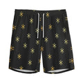 Black And Gold Snowflake Pattern Print Men's Athletic Shorts