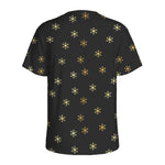 Black And Gold Snowflake Pattern Print Men's Sports T-Shirt
