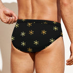 Black And Gold Snowflake Pattern Print Men's Swim Briefs