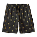Black And Gold Snowflake Pattern Print Men's Swim Trunks
