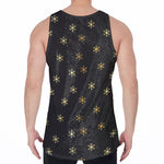 Black And Gold Snowflake Pattern Print Men's Velvet Tank Top